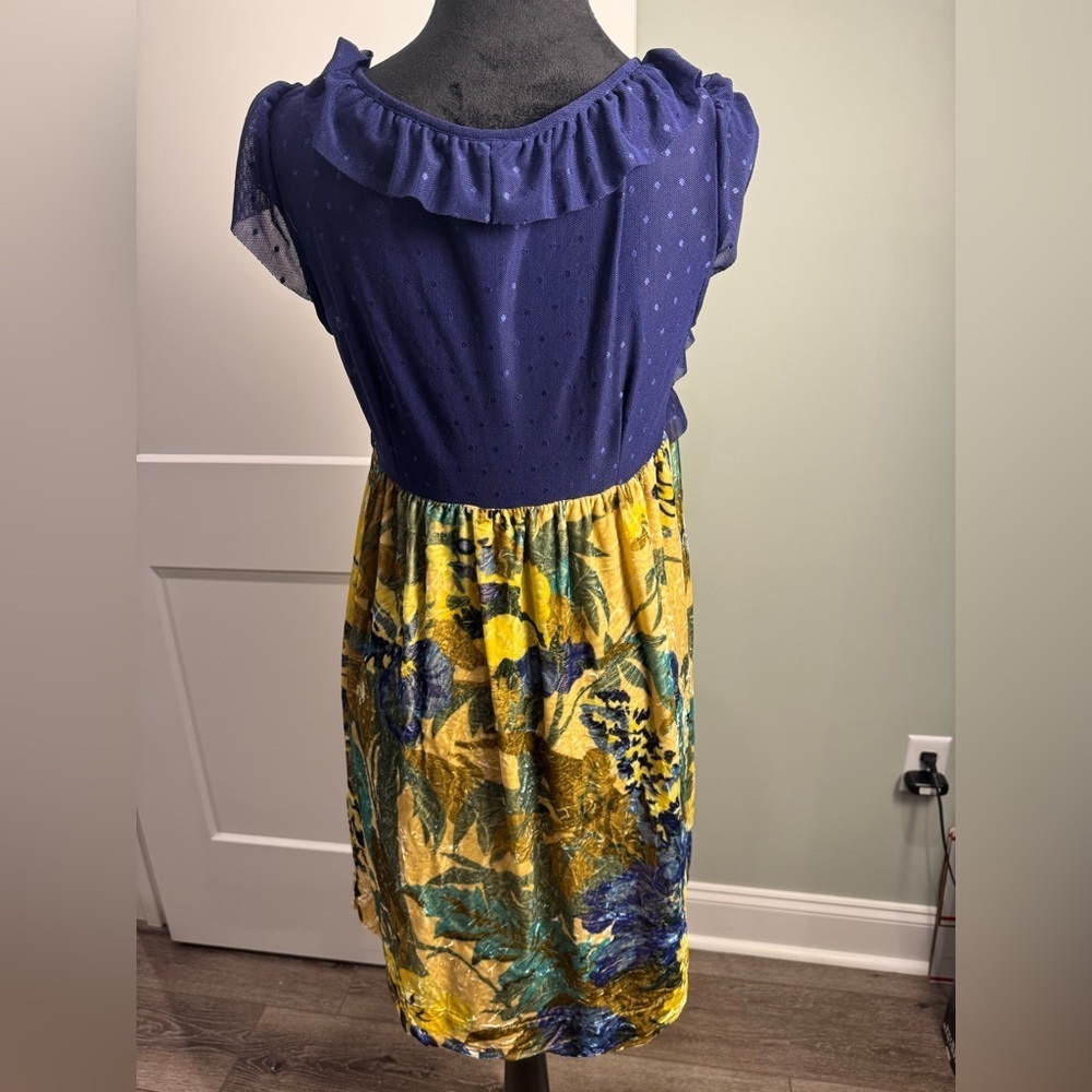 Free People Floral Velvet Lace Swiss Dot Babydoll Dress - Picture 4 of 10